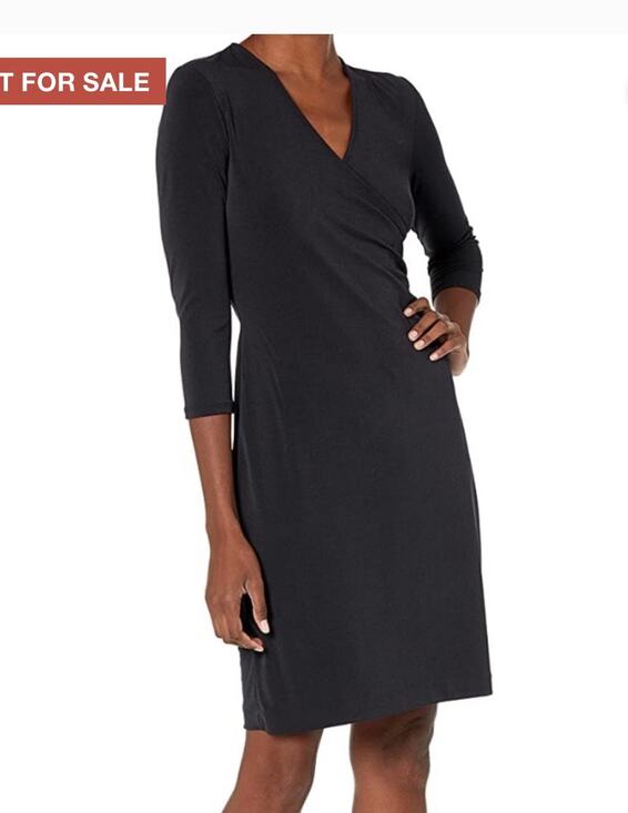 Lark & Ro Dresses & Skirts - NWT Lark & Ro Crepe Knit Faux Wrap black classic LBD size 10 little black dress